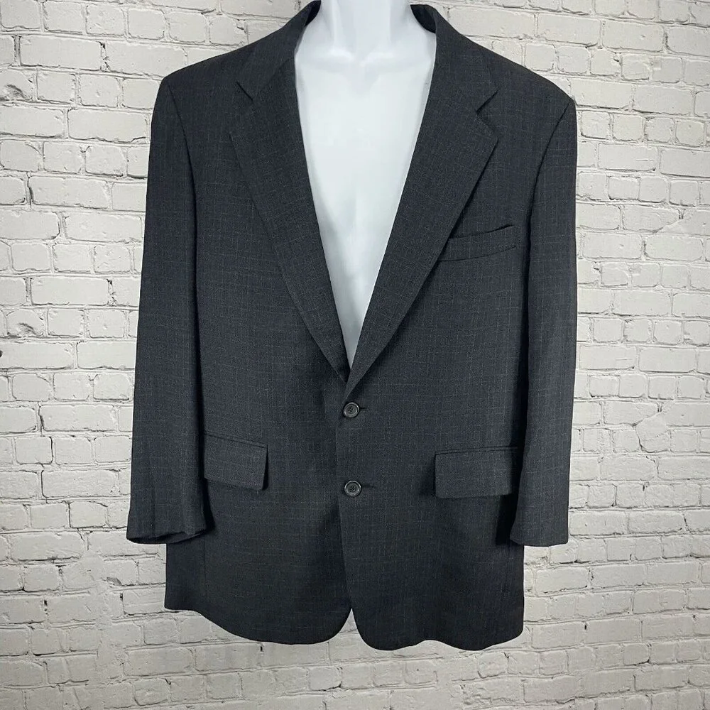 Jos A Bank Blue Black Wool 2 Button Ventless Blazer Sport Coat USA Made Size 43R